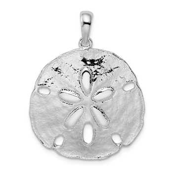 Rhodium Over Sterling Silver Polished Sand Dollar Pendant