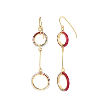 14K Yellow Gold Over Sterling Silver Thin Two Drop Acrylic Earrings