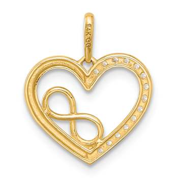 14k Yellow Gold Polished Cubic Zirconia Heart with Infinity Pendant