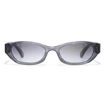 Chanel Transparent Black Gray Frame / Gray Gradient Lens Sunglasses