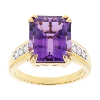Amethyst And Lab-Grown Diamond Ring In 18K Gold Over Sterling Silver 4.81ctw