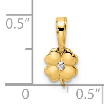 14K Yellow Gold Diamond-cut 4 Leaf Clover Pendant