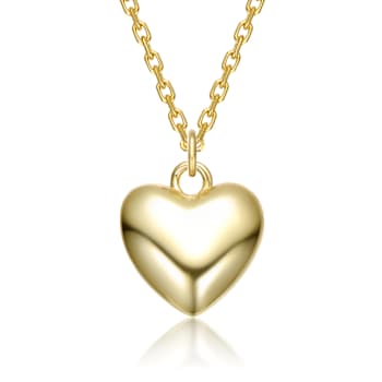 Polished Heart Pendant Necklace In 14K Gold Over Sterling Silver