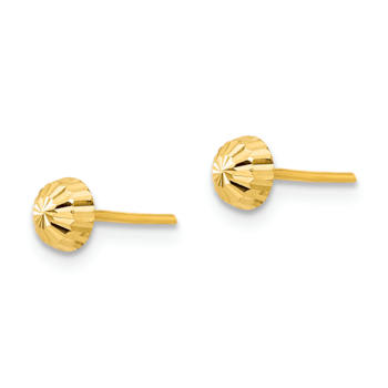 14k Yellow Gold Diamond-Cut 4mm Half-Ball Stud Earrings