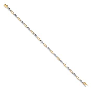 10k Yellow Gold and 10k White Gold Diamond Link Bracelet