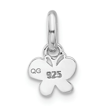 Rhodium Over Sterling Silver Children's Small Enamel Butterfly Pendant