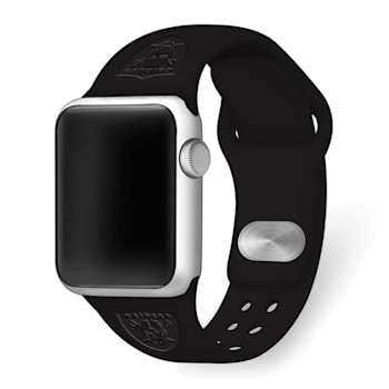 Gametime Las Vegas Raiders Debossed Silicone Apple Watch Band (42/44mm
M/L). Watch not included.