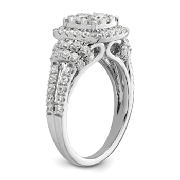 Rhodium Over 14K White Gold Lab Grown Diamond VS/SI GH, Cluster Ring 1.509ctw