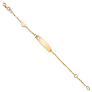 14k Yellow Gold Polished Heart Children's ID Bracelet