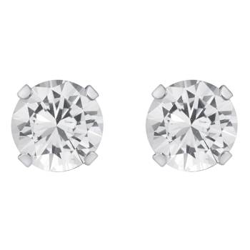 5mm Round White Topaz Rhodium Over 10k White Gold Stud Earrings