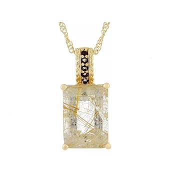Golden Rutilated Quartz And Smoky Quartz Pendant Necklace In 18K Gold
Over Sterling Silver