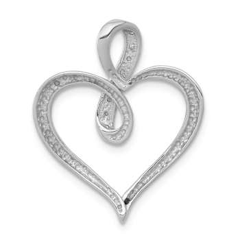 Rhodium Over 10k White Gold Diamond Heart and Infinity Pendant