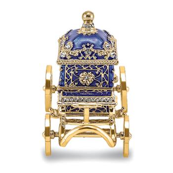 ROYAL BLUE Carriage with Ring Pad Trinket Box