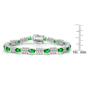 Emerald Color CZ Tennis Bracelet In Sterling Silver