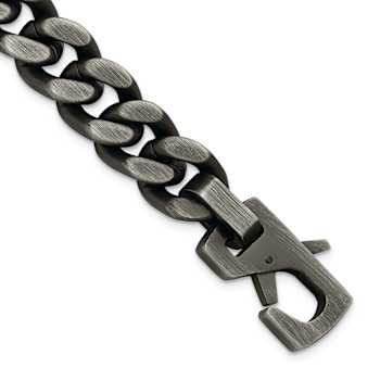 Stainless Steel Antiqued and Brushed 14mm Curb Link Bracelet
