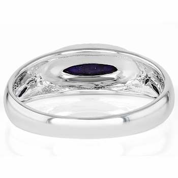 Purple Turquoise East-West Solitaire Ring In Oxidized Sterling Silver