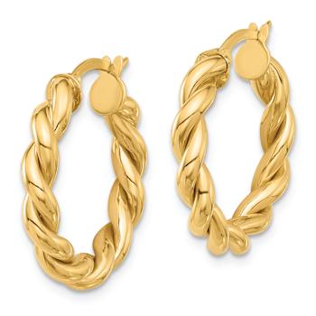 14k Yellow Gold Polished 7/8" Twisted Hoop Earrings