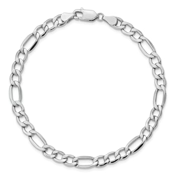Rhodium Over 14k White Gold 5.75mm Figaro Link Bracelet, 7 Inches