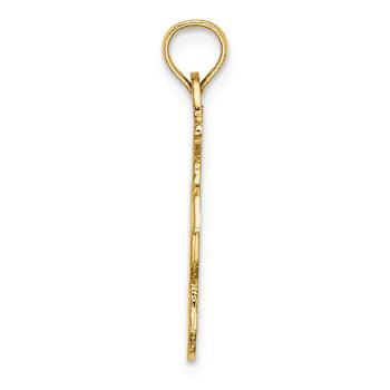 14k Yellow Gold Polished and Textured Anchor and Rope Charm