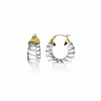 14K Yellow Gold Over Sterling Silver Clear Chunky Rope Acrylic Hoops
