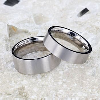 SOLAR Flat Profile Brushed Finish Men’s Titanium Wedding Band 8mm