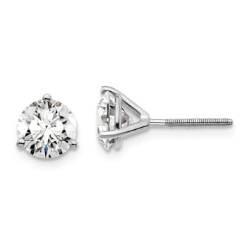 Rhodium Over 14K Gold Certified Lab Grown Diamond 1 1/2ct. VS/SI GH+, 3
Prong Screwback Earrings