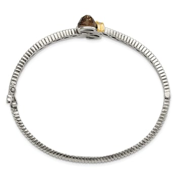 Sterling Silver with 14K Gold Over Sterling Silver Accent Oxidized Smoky
Quartz and Diamond Bangle