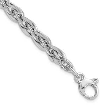 Rhodium Over 14k White Gold 6mm Polished 3D Fancy Link Bracelet
