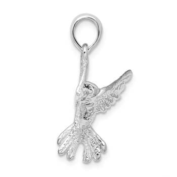 Rhodium Over Sterling Silver Polished Hummingbird Pendant