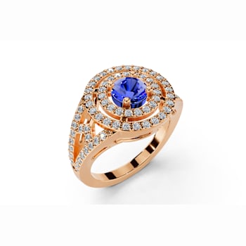 14K Rose Gold Tanzanite and Diamond Ring 0.74 ctw