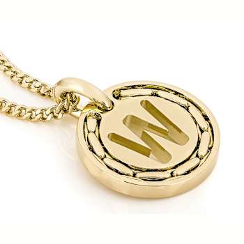 Cardano Initial W Pendant Necklace In 18K Gold Over Bronze