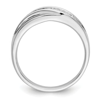 Rhodium Over 14K White Gold Lab Grown Diamond Men's Band
