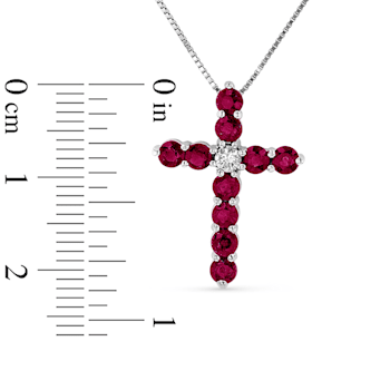 0.93ctw Ruby and Diamond Cross Pendant in 14k White Gold