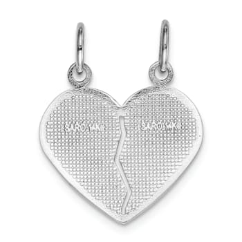 Rhodium Over 14K White Gold DAUGHTER-MOM Break-apart Heart Charm