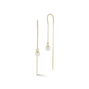 Bellissima Gold 14K Yellow Gold Freshwater Pearl Dangle Threader Earrings