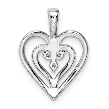 Rhodium Over 14k White Gold Polished Heart Diamond Pendant