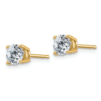 14K Yellow Gold 3/4ct. 4.5mm Round G H I True Light Moissanite Earrings