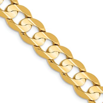 14k Yellow Gold 7.5mm Solid Open Concave Curb Chain
