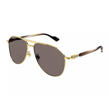 Gucci Gold Tone and Burgundy Aviator Frames / Brown Lens Sunglasses