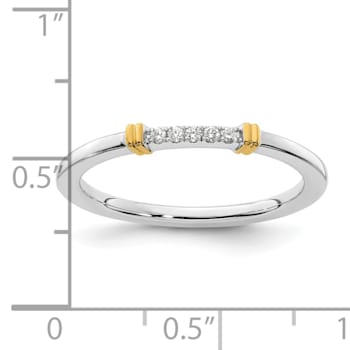 14K White and Yellow Gold Two Tone Stackable Expressions Diamond Ring 0.04ctw