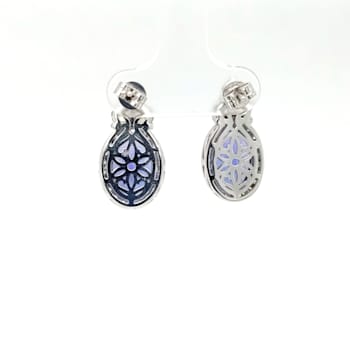 10.55 Ctw Tanzanite and 1.37 White Ctw Diamond Earring in 14K WG