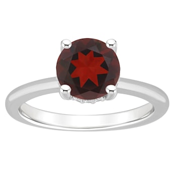 8mm Round Garnet With Diamond Accents Rhodium Over Sterling Silver
Hidden Halo Ring