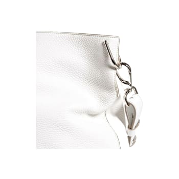 Tods Gommini Textured White Leather Studded Hobo Handbag