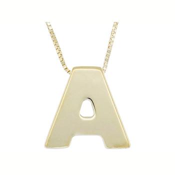 Block Letter A Initial Necklace In 10K Yellow Gold