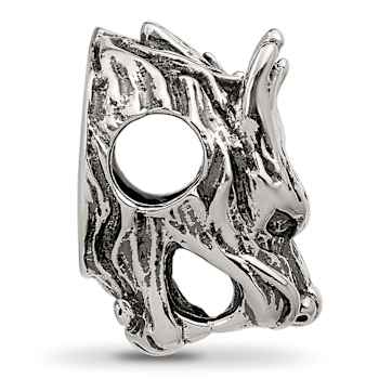 Sterling Silver Textured Dragon Head Bead