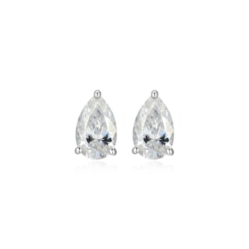 Pear Shape Moissanite Platineve Stud Earrings 1.90ctw DEW