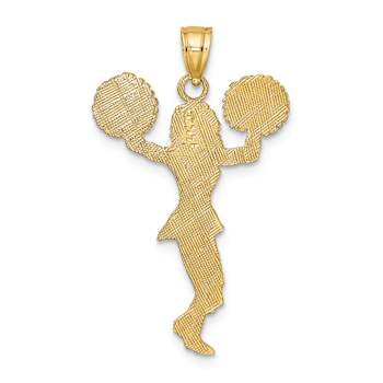 10K Yellow Gold Textured Cheerleader with Pom-Poms Charm