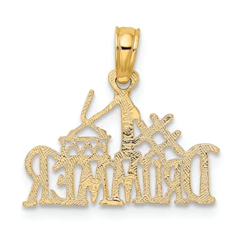 14k Yellow Gold Textured #1 Drummer pendant