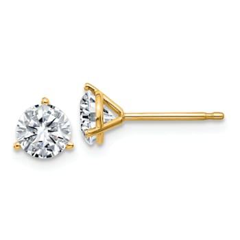 14K Yellow Gold 1ct. 5.0mm Round G H I True Light Moissanite Earrings