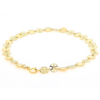 Italian Ricami Confetti Station Bracelet In Solid 14K Yellow Gold 8 Inch